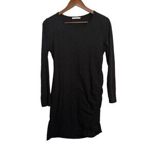 Arrays Womens Black Long Sleeve Faux Wrap Ruched Side Bodycon Dress Size Small